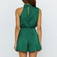 thumbnail image 4 of Aayomet Womens Jumpsuits Casual Romper Satin Sleeveless Elastic Waist Casual Short Jumpsuit Rompers (Green, L), 4 of 5