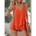 thumbnail image 4 of Women'S Flowy Layered Tank Top Scoop Neck Sleeveless Blouses Shirts Casual Vacation Tops Orange and Red S Orange & Red, 4 of 7