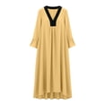 thumbnail image 7 of Women's Boho Long Sleeve Maxi Dress Solid V-Neck Pleated Dress with Pockets Soft Breathable Fabric for 2026 Spring Summer Casual Daily Wear, 7 of 7