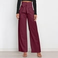thumbnail image 2 of XFLWAM Women's Wide Leg Pants High Elastic Waisted Tie Knot Bow Trousers Business Work Straight Suit Pants Wine L, 2 of 9