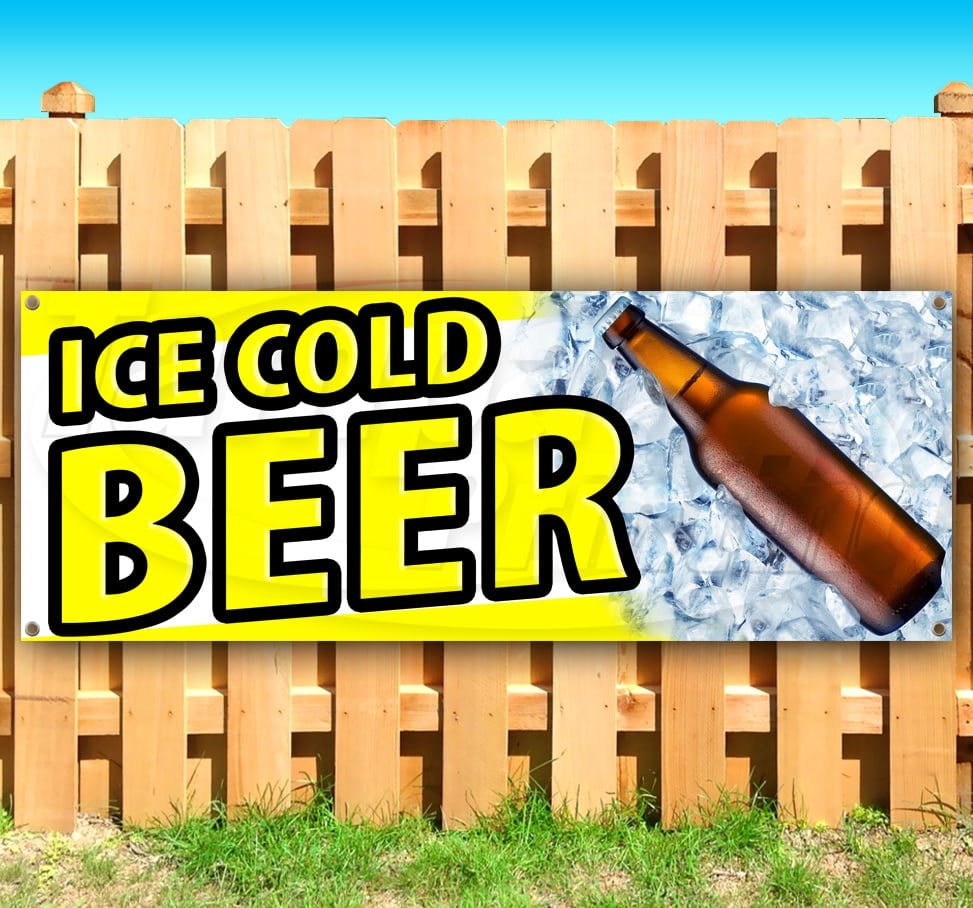 ICE COLD BEER 13 oz heavy duty vinyl banner sign with metal grommets, new, store, advertising
