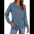 thumbnail image 2 of Sudadera Informal de Cuello Redondo para Mujer, Larga, Corte Holgado, Cuello Alto, Forro Cómodo, Prendas de Moda para Otoño. Azul L, 2 of 8