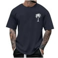 thumbnail image 2 of Handshe Men's Coconut Tree Print T Shirt Casual Round Neck Short Sleeve Top Personality Fashion Summer, 2 of 5