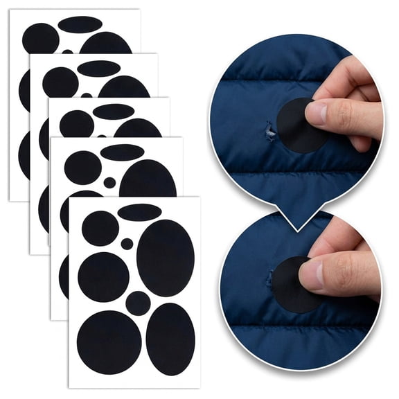 40pcs Black Patch for Clothing Repair, Clothes Patches Self Adhesive, NOGIS Fabric Patches Stick On Patches Tape for Coat Clothing Tent Sleeping Bags Ski Pants Holes Fixing Round
