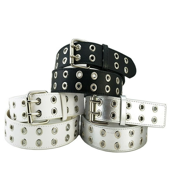QIFULL 1Pc Punk Belt with Double Artificial Fashion Waistband for Men