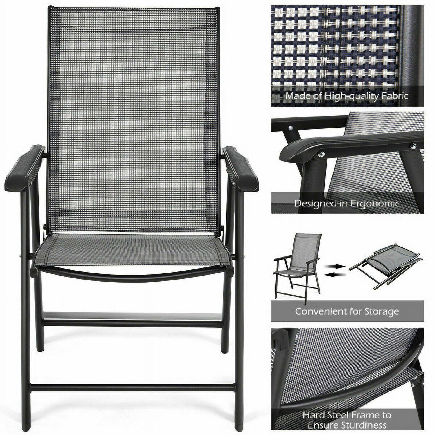 Aimee Lii Set of 2 Outdoor Patio Folding Chairs, Outdoor Patio Set, Gray Aimee Lii Set of 2 Outdoor Patio Folding Chairs, Outdoor Patio Set, Gray