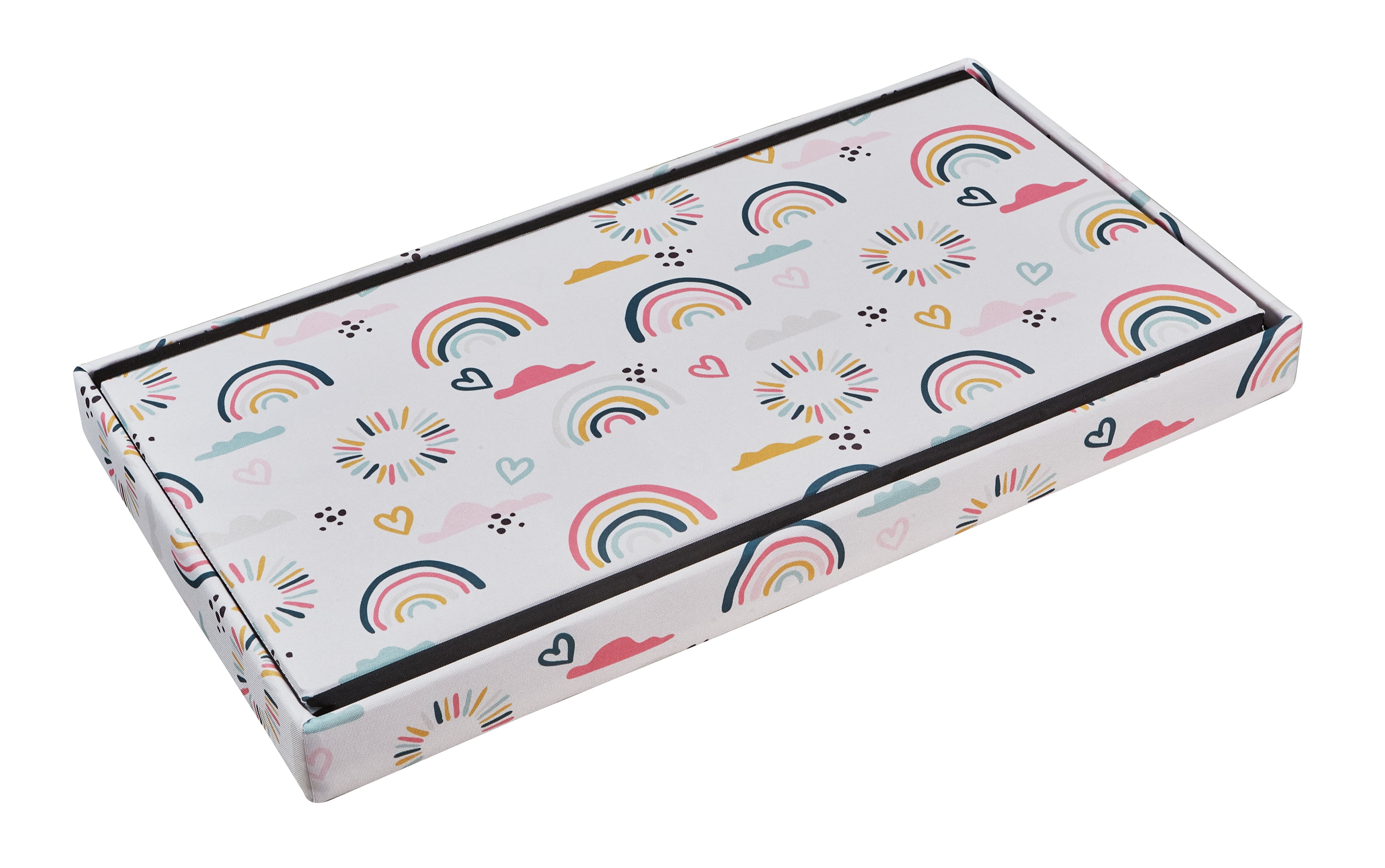 Kvell Kids Foldable Collapsible Toy Storage Chest, Rainbow and Heart Design