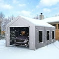 thumbnail image 3 of Vitarpatio Carport, 12x20 ft Heavy Duty Car Port Canopy with 6 Roll-up Windows, Reinforced Metal Carport Portable Garage Waterproof Car Tent with Removable Sidewalls & Door, 3 of 8
