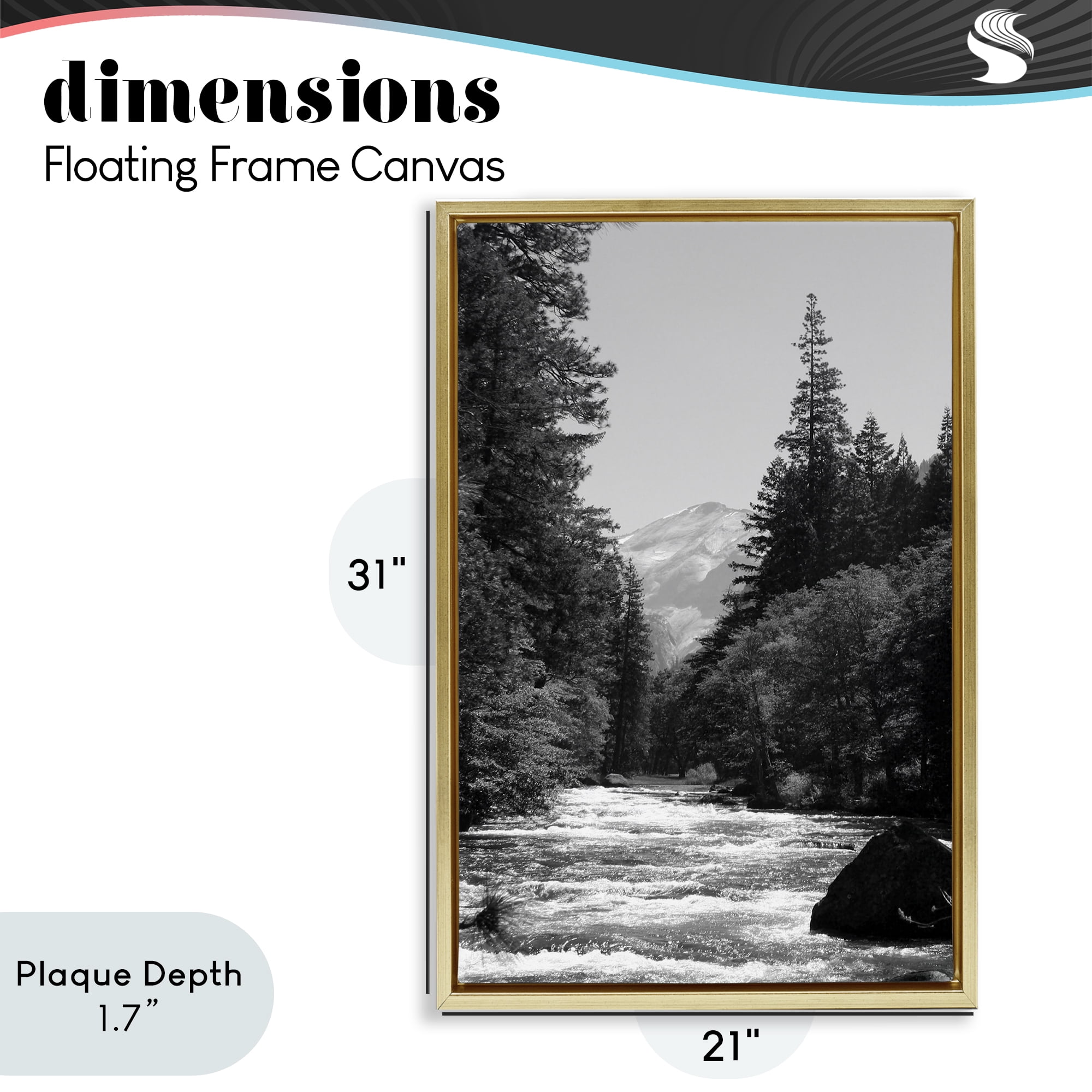 Stupell Industries Merced River Flow Gold Framed Floater Canvas Wall Art, design by Kim Curinga