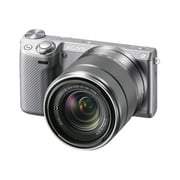 Sony alpha NEX-5R 16.1 Megapixel Mirrorless Camera with Lens, 18 mm, 55 mm, Silver