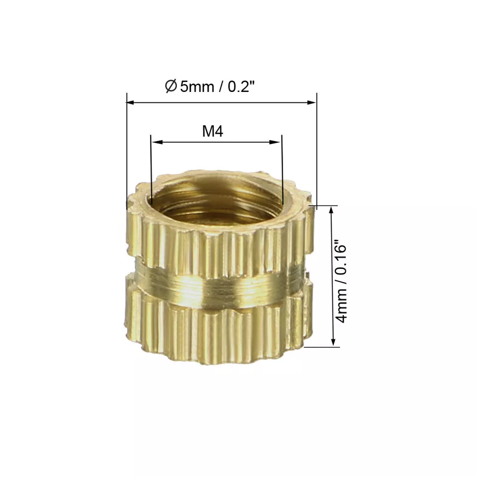 PRIME - 100Pcs M4X0.7 Insert Embedment Nut,For 3D Printer,Female Brass Knurled Threaded