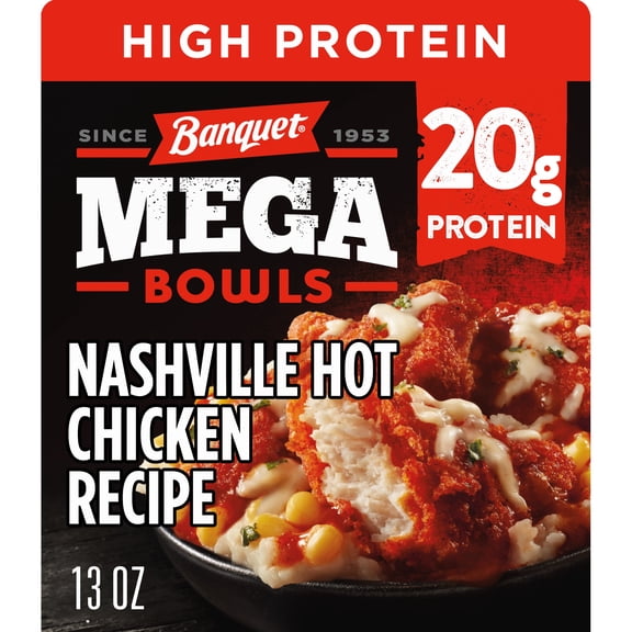 Banquet MEGA Bowls Nashville Hot Fried Chicken, 20g Protein, Frozen Meal, 13 oz.