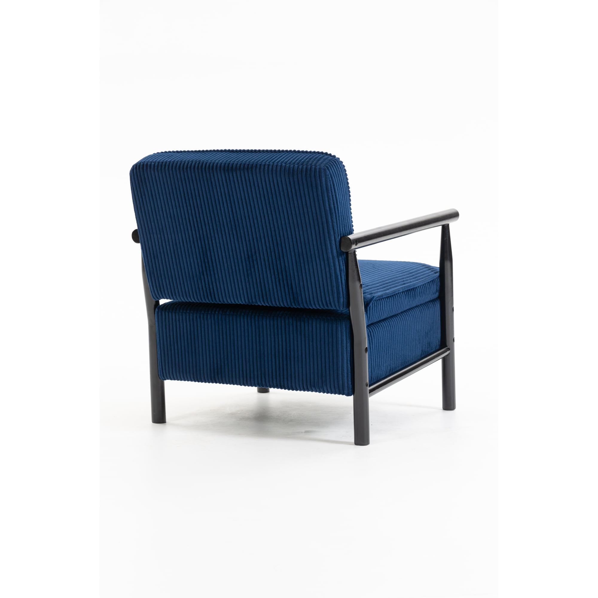 Leumius Storage Chair, Mid Century Modern Accent Chair with Solid Wood Frame, Upholstered Living Room Chairs with Waist Cushion, Reading Armchair for Bedroom Sunroom Blue