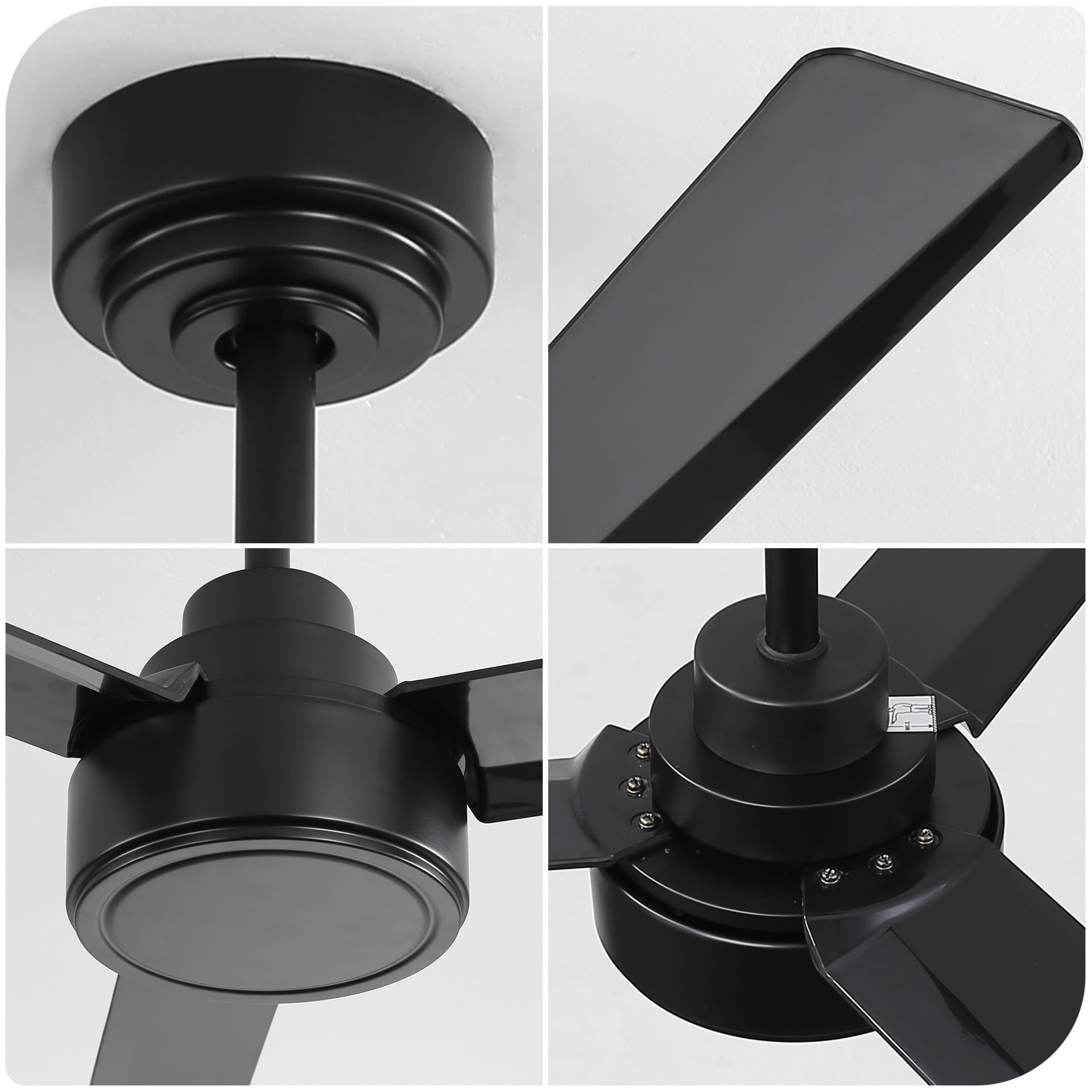 52" Outdoor Ceiling Fan Without Light, 3 ABS Blades Farmhouse Design Ceiling Fan with Remote Control, 6-Speed Reversible DC Motor, Damp Rated for Covered Porch, Patio, Bedroom, Living Room, Kitchen