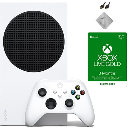 New Xbox Series- -S -512GB SSD white Console -Bundle with 3 Months Xbox Live Gold Membership