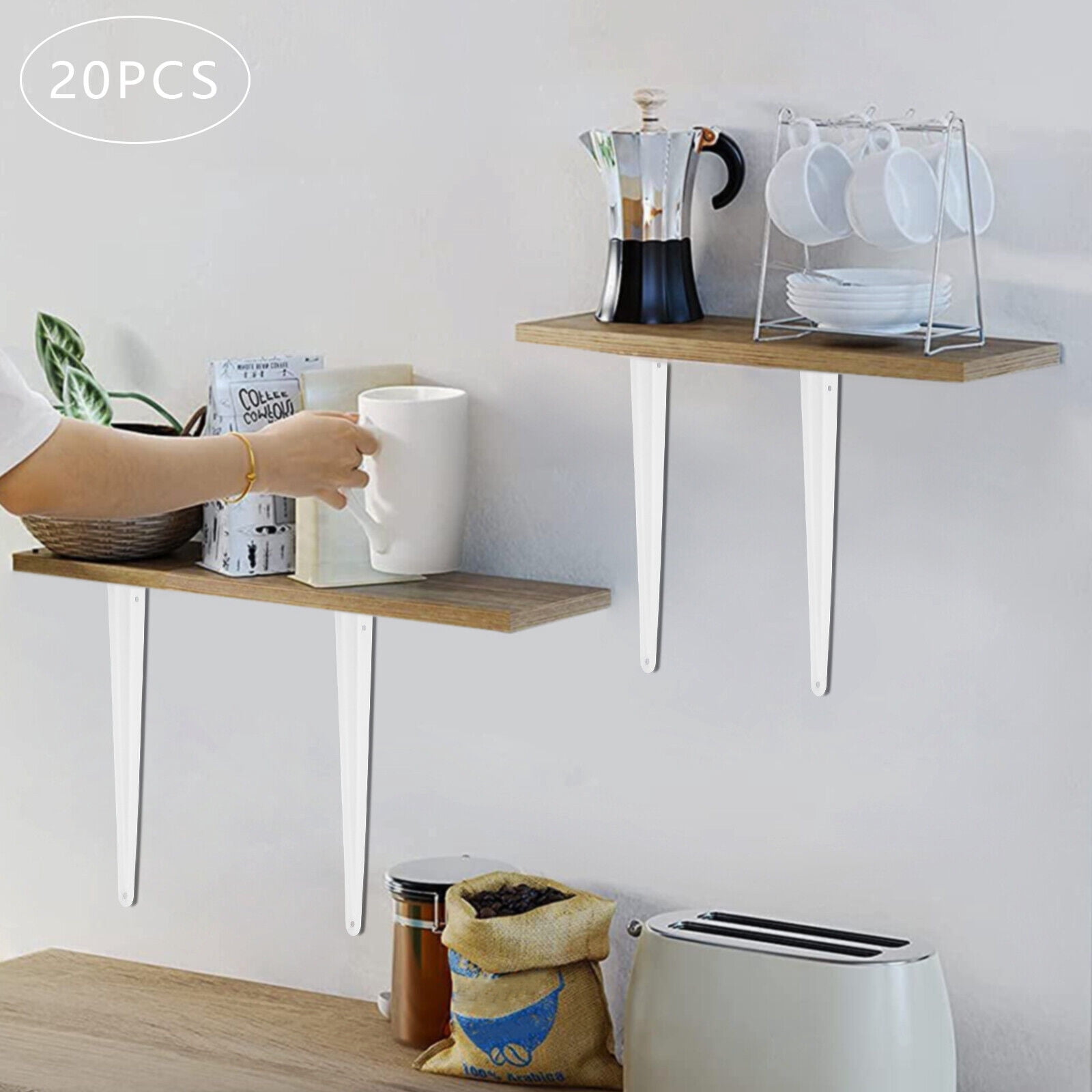 20 Pcs 8" X 10" inch Utility Metal Wall Shelf Corner Bracket  White L Brace