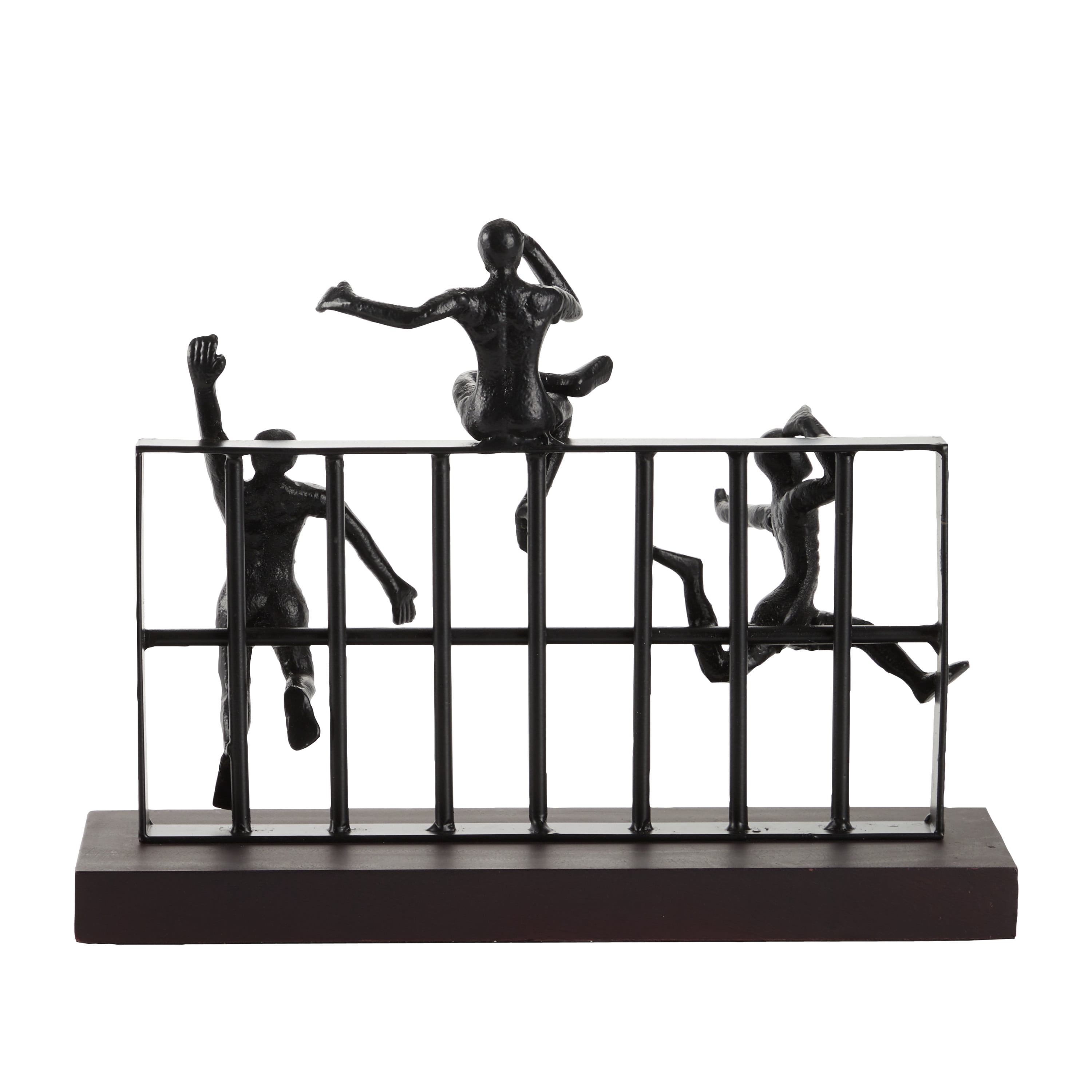 DecMode 14"W, 11"H Metal Contemporary People Sculpture, Black