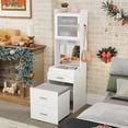 thumbnail image 6 of Gymax Makeup Vanity w/Flip-top Mirror Power Outlets & Hidden Storage Stool Drawers, 6 of 10