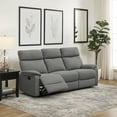 thumbnail image 6 of Fery 74 Inch Manual Recliner Sofa- 3 Seater- Gray Burlap Upholstery- Wood, 6 of 7
