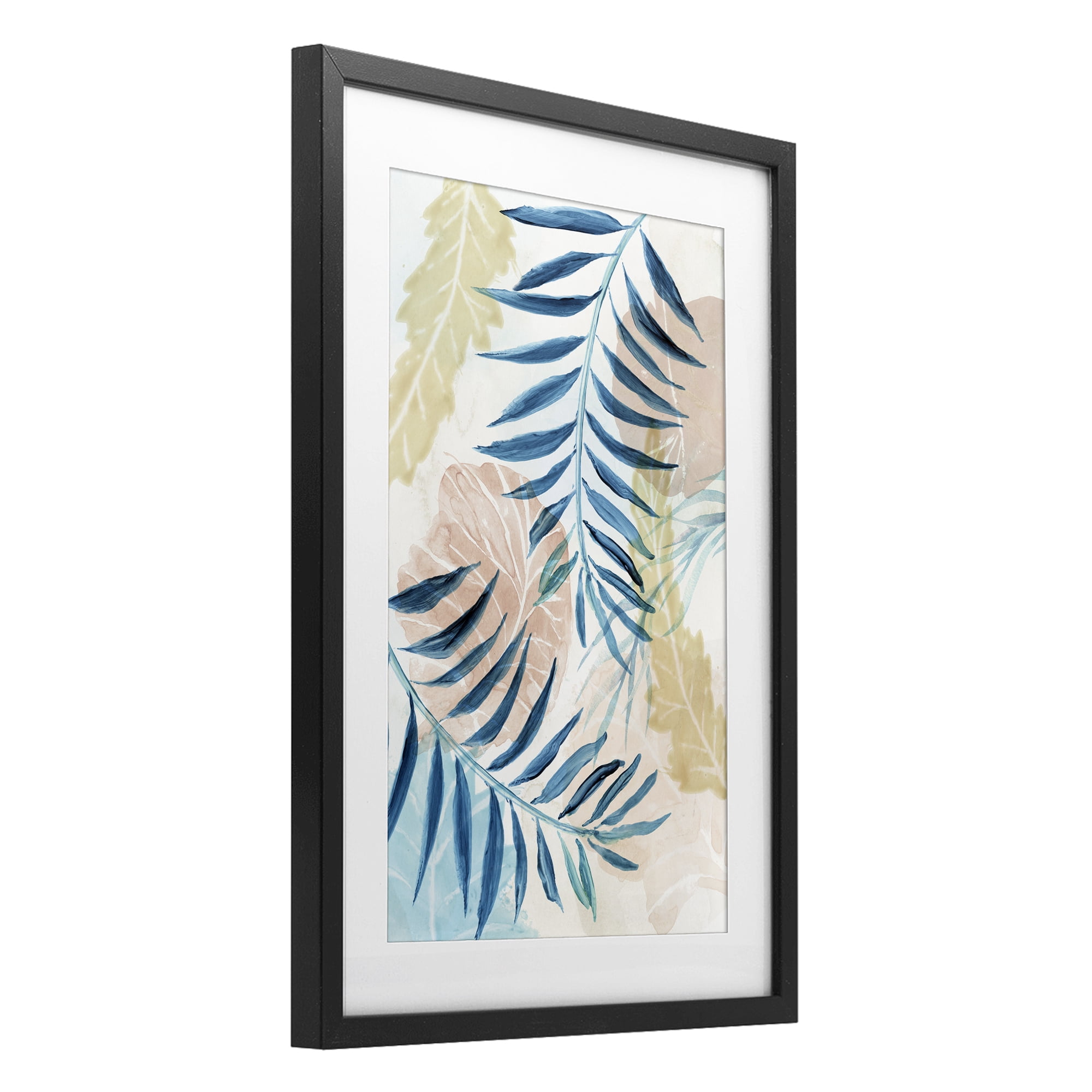 Stupell Industries Palm Fronds in Pastel Haze Black Framed Print Under Glass, design by Nan
