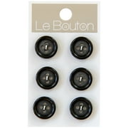 Le Bouton Black 5/8" 4-Hole Buttons, 6 Pieces, 100% Urea