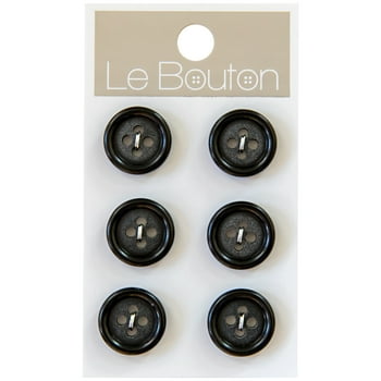 Le Bouton Black 5/8" 4-Hole Buttons, 6 Pieces