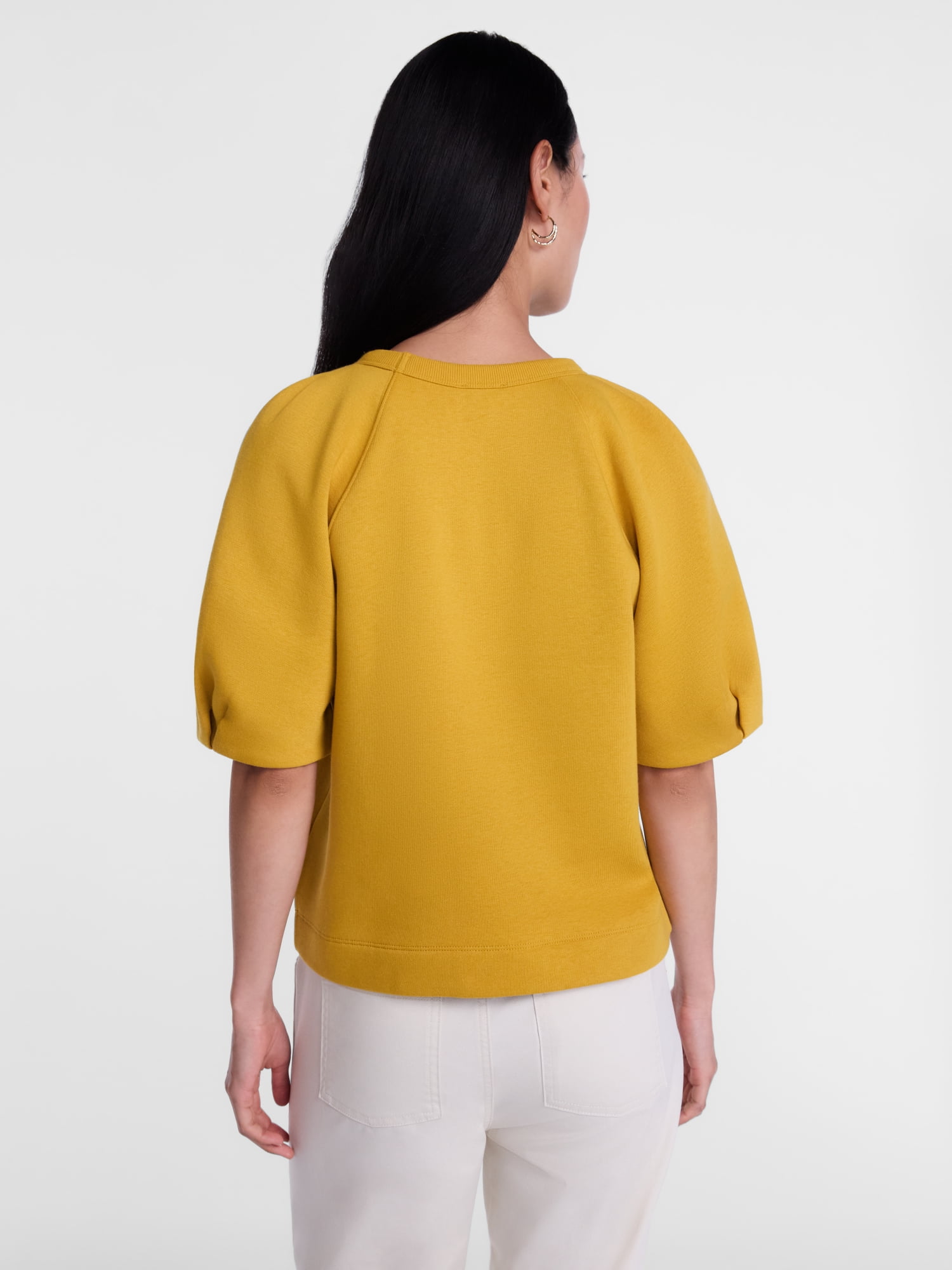 Scenario Women's Fleece Top with Lantern Sleeves, Size XS-XXXL