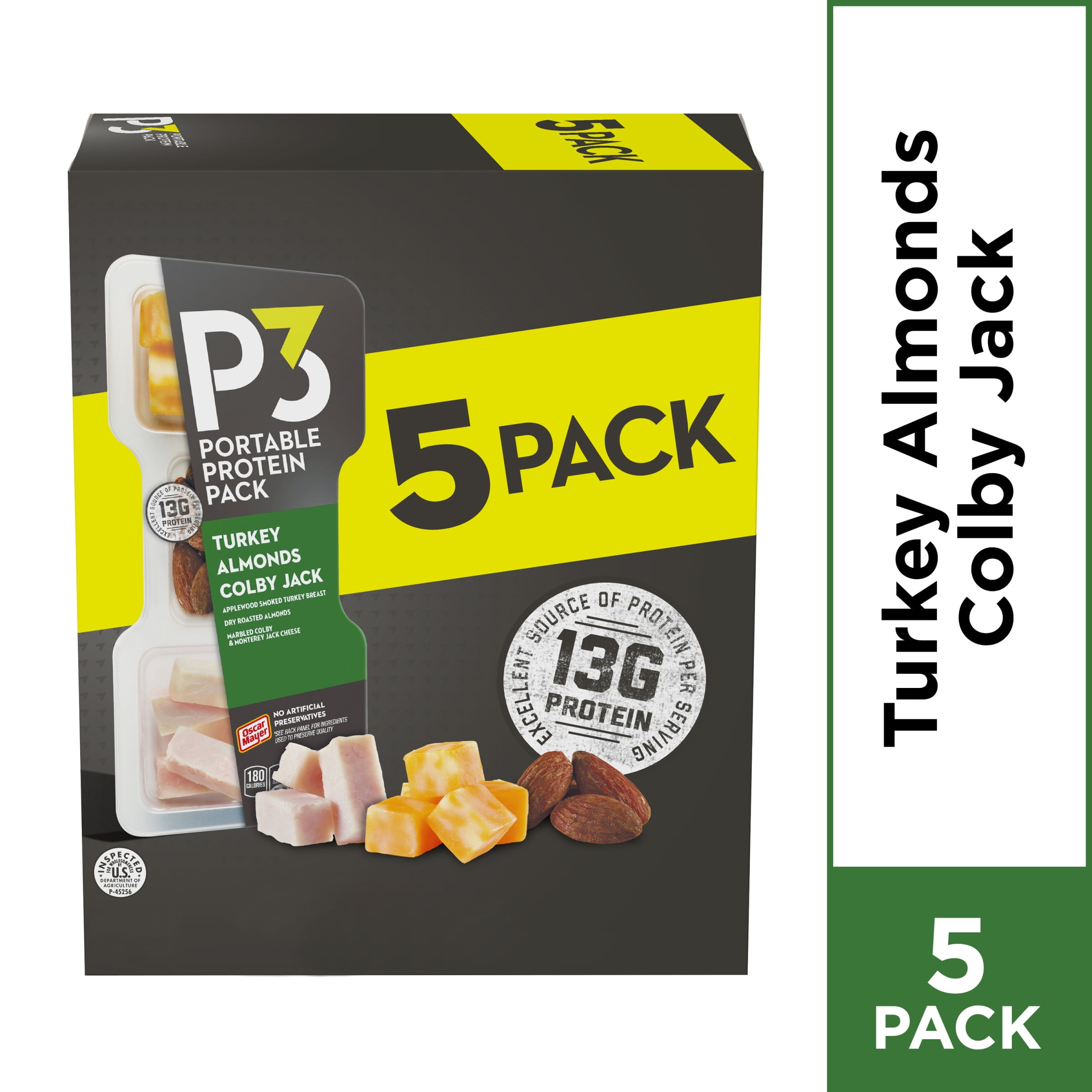 P3 Portable Protein Snack Pack with Turkey, Almonds & Colby Jack Cheese