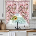 thumbnail image 6 of Pink Orchid Swag Valances for Windows 2 Pack, Kitchen Window Curtains 36 Inch Length, Spring Floral Flowers Leaves Botanical Privacy Swag Curtains for Living Room/Bathroom with Rod Pocket 36"x36", 6 of 8