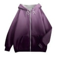 thumbnail image 4 of Wovix Women's Oversized Lightweight Hoodies Spring Fall Zip Up Long Sleeve Drawstring Jackets Gradient Style Basic Soft Daily Coat, 4 of 5