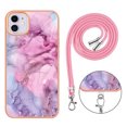 thumbnail image 3 of Mantto for iPhone 11 Case, with Lanyard Adjustable Strap, Marble Pattern Soft TPU Bumper Hard PC Back Shockproof Protective Glossy Stylish Durable Phone Case for Women Girls,Pink, 3 of 7