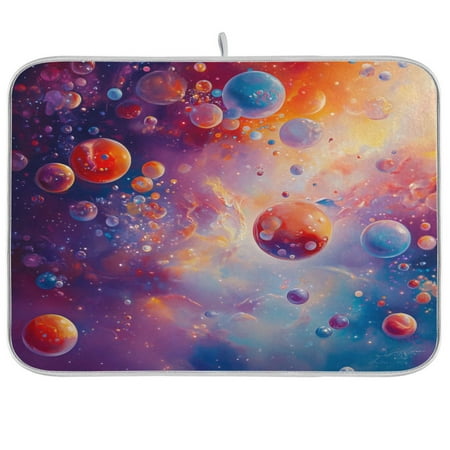 

Dish Drying Mat 16 x 18 Highly Absorbent Microfiber for Dishes Utensils Star Paintings