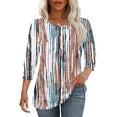 thumbnail image 7 of Yuanlook 3/4 Length Sleeve Womens Tops Fall Crew Neck Shirts Three Quarter Sleeve Tshirts - Khaki - L, 7 of 7