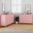 thumbnail image 4 of Bingirl Commode Moderne à 8 Tiroirs Meuble Télé: Coffre en Bois avec Poignées et Pattes en Métal, MDF Imperméable, Conception Anti-Effondrement, Grand Rangement pour Chambre, Salon, Couloir (Rose), 4 of 5