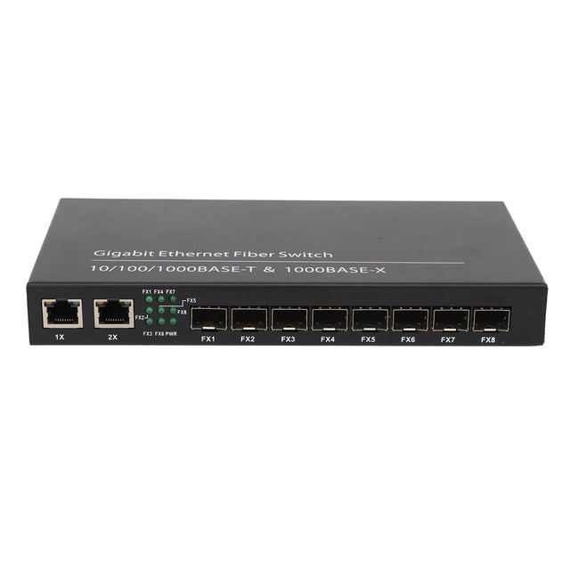 Conmutador de Fibra Gigabit Ethernet, Alta Eficiencia de Transmisión, Monitoreo de Larga Distancia, Actividad de Red, Metal, 100-240V