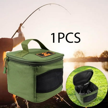 Colaxi Fishing Reel Storage Bag Fishing Reel Bag Outdoor Portable Zipper Fishing Accessories Protective Carrying Case for Drum Reels Green