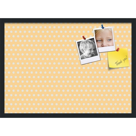 PinPix 28x20 Custom Cork Bulletin Board Orange Polka Dot Poster Board Has a Fabric Style Canvas Finish Framed in Orange Polka Dot by ArtToFrames (PinPix-266)