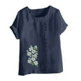 thumbnail image 2 of Túnica de Manga Corta Tops para las Mujeres Océano Pescado Impreso Blusa, Ropa Casual Ver Botón Arriba Camiseta, 2 of 4