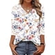 thumbnail image 2 of Camiseta Impresa con Cuello en V de Manga 3/4 Vestida de Ajuste Suelto para las Mujeres, Camisetas de Manga 3/4 para las Mujeres Suaves, 2 of 8