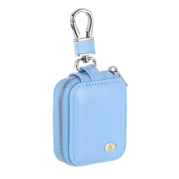 Uxcell Earbuds Cases Earphone Case Holder PU Leather EarBuds Case Zipper Pouch Organizer Small with Mesh Pocket, Blue