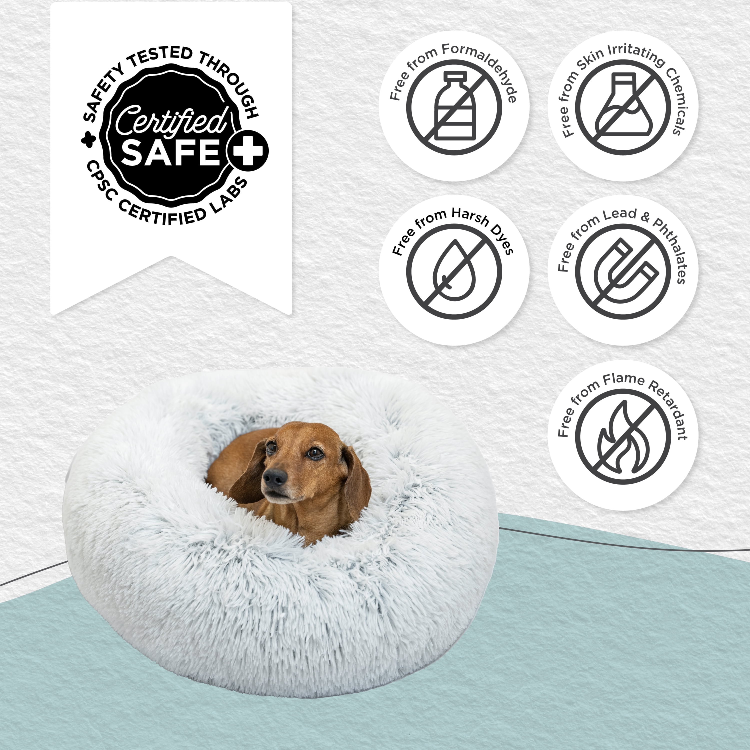 Best Friends by Sheri The Original Calming Donut Dog Bed , Shag Faux Fur, Frost Gray, Large