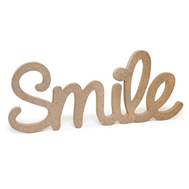 "Smile" Wood Word Decor Unfinished Letters Hanging Sign 12 x 4.5