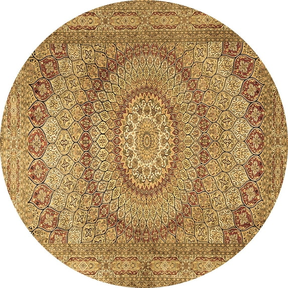 Ahgly Company Indoor Round Medallion Brown Traditional Area Rugs, 6' Round