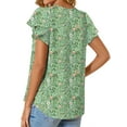 thumbnail image 4 of Fantaslook V Neck Womens Tops Dressy Ruffle Sleeve Shirts Button Up Tunic Summer Floral Blouses, 4 of 7