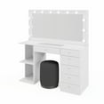 thumbnail image 5 of Boahaus Louise White Makeup Vanity Set with Lights, Glass Top, 6 Drawers, Stool, USB Charger, 5 of 12