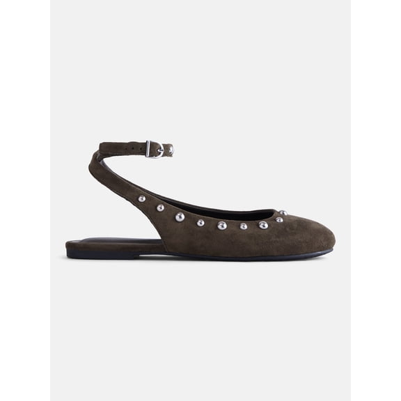 No Boundaries Women’s Faux Suede Ankle Ballet Flats