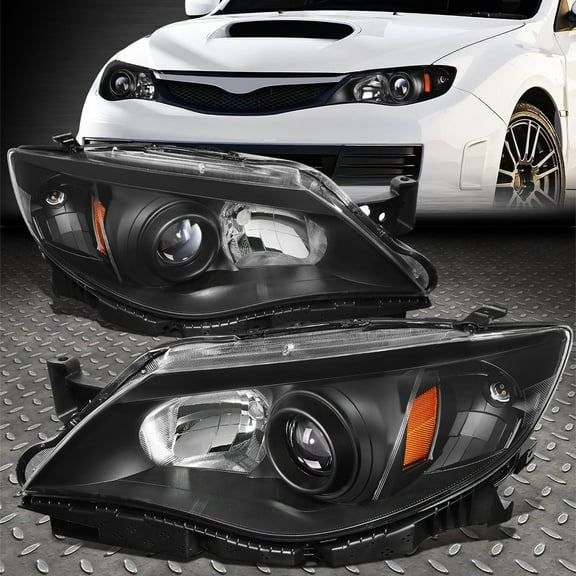 NUVISION for 08-11 Subaru Impreza OE Style Black Housing Amber Corner Projector Headlight