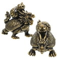 thumbnail image 6 of FRCOLOR 2pcs Mini Brass Figurines Vintage Brass Statues Brass Dragon Turtle Ornament Brass Desktop Ornament, 6 of 8