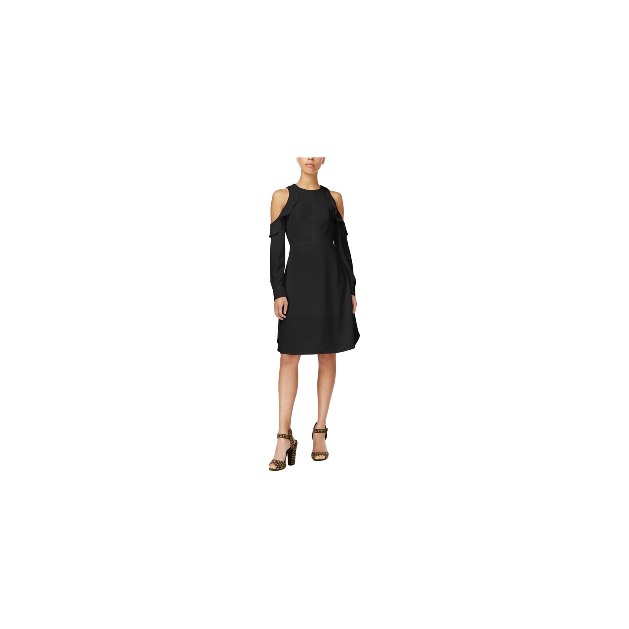 Rachel Roy Womens Cold-Shoulder Sheath A-line Dress, Black, 6
