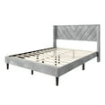 thumbnail image 6 of Castle Place Sophisticated Wingback Velvet Upholstered Queen Platform Bed, Silver Grey, 6 of 11